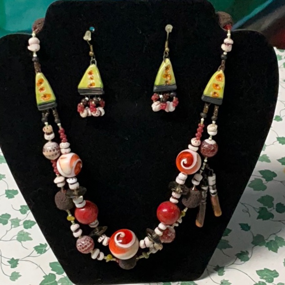 Colorful Beaded Necklace and Earring Set